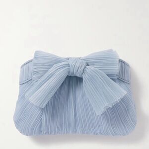 LOEFFLER RANDALL Rochelle bow-embellished plissé-organza clutch